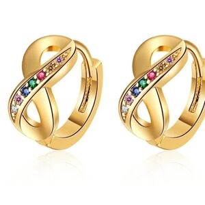 Elegant Gold Plated Infinity Multicolor Hoop Earrings